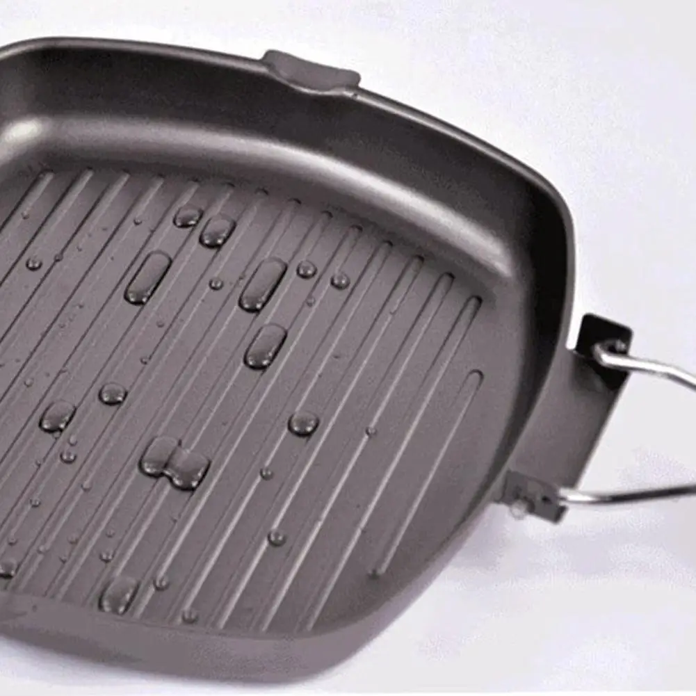 Thickened Striped Cast Iron Roasting Pans BBQ Steak Grill Griddles Uncoated Non-stick Barbecue Plate Cooking Frying Pot |
