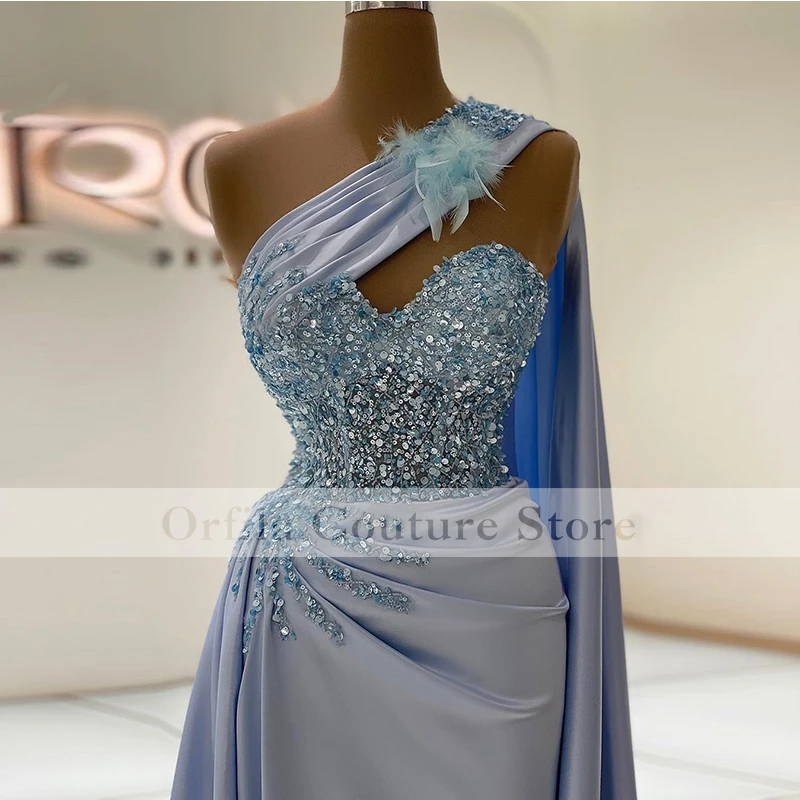 sexy evening dresses One Shoulder Mermaid Prom Dress With Warp 2022 Beads Crystal платье на выпускной Evening Dress for Women Party party gown for women