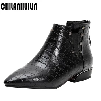 

classic punk style ankle boots for women PU leather fashion rivet low heel shoes woman motorcycle boots autumn women martin boot