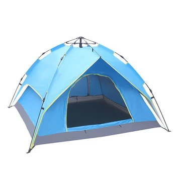 

US Warehouse 2-3 Person Blue 80.71 x 80.71 x 55.12" Double-Deck Tow-Door Hydraulic Automatic Tent Free Build Outdoor Camping Ten