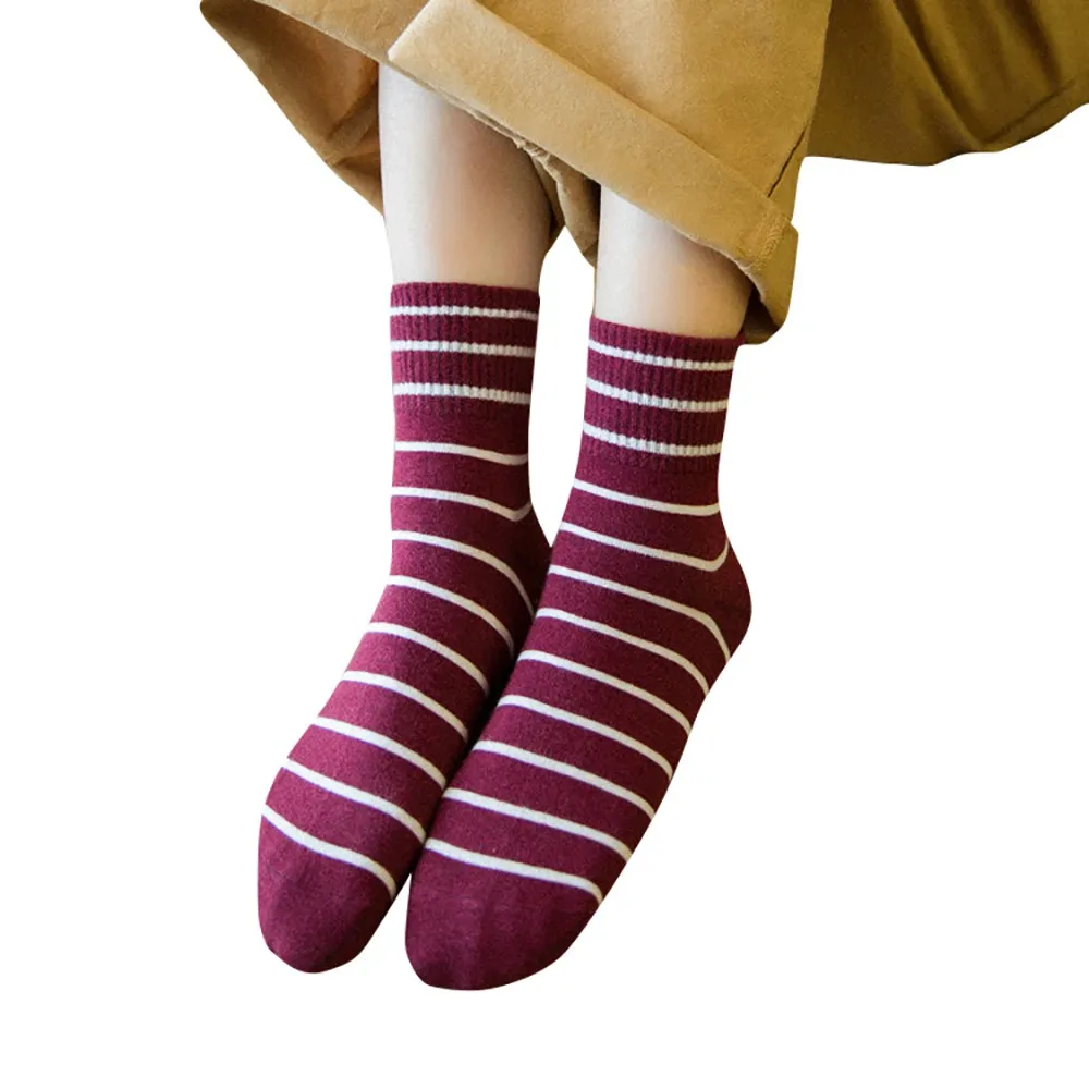 Wine Red Удобные носки унисекс в полоску из хлопка для скейтборда - Цвет: Wine Red