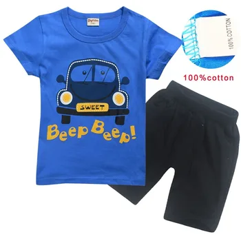

2-10Yars Children brand outfits fashion boy costumes Car print t-shirt cotton pants kids sets summer clothes boys cartoon suits