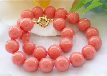 

ree Shipping Hot Sale Women Bridal Wedding Jewelry New 8mm Genuine South Coral Pink Shell Pearl Round Beads Necklace 18 ''