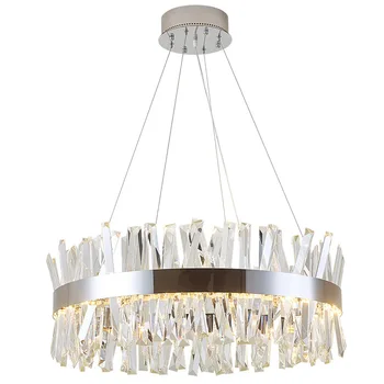 

Modern Crystal Chandelier Round Design Lighting Luxury Dining Room Living Room Lights Chrome Led Chandeliers