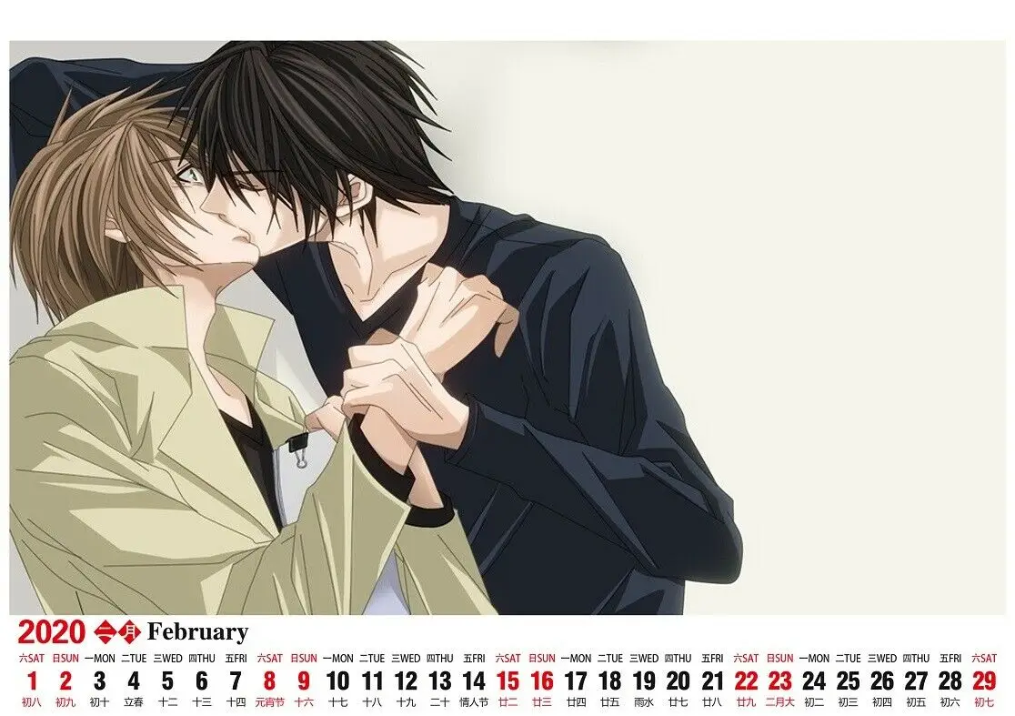 Аниме календарь Sekai Ichi Hatsukoi первая в мире любовь Yaoi 13 страниц рабочего стола