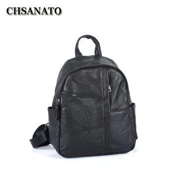 

CHSANATO Women Leather Backpacks Female Shoulder Bag Sac A Dos Ladies Bagpack Fashion School Bags For Girls Travel Back Pack