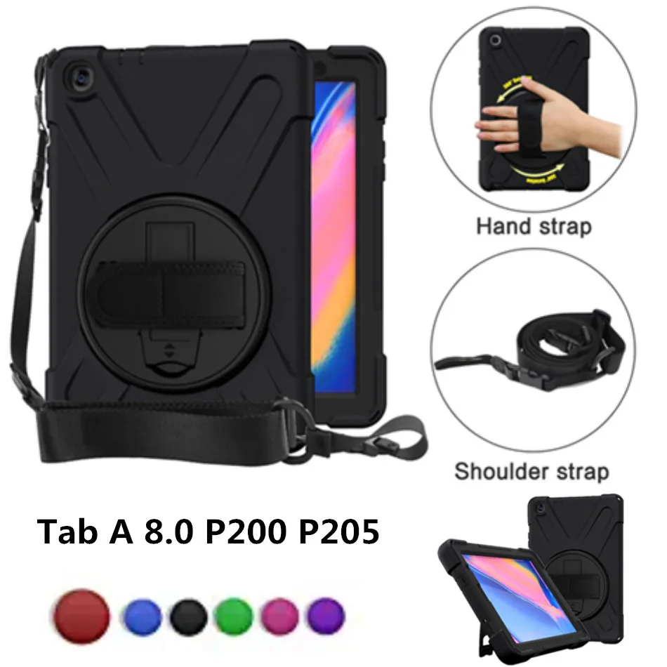 Для Galaxy tab A 8,0(S Pen) SM-P200 P205 P207 Чехол-трехслойный прочный защитный чехол с ремешком на руку