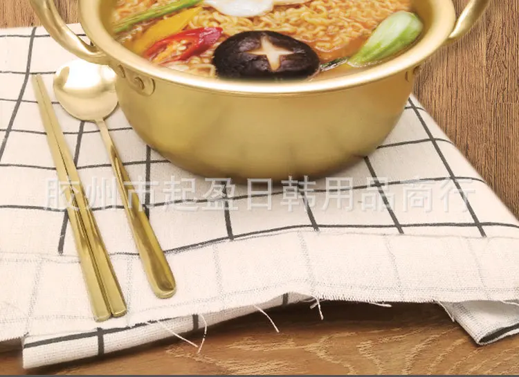 Производители оптом корейский стиль la mian guo мгновенный горшок для лапши желтая алюминиевая кастрюля Корея суп горшок мгновенный горшок для лапши S