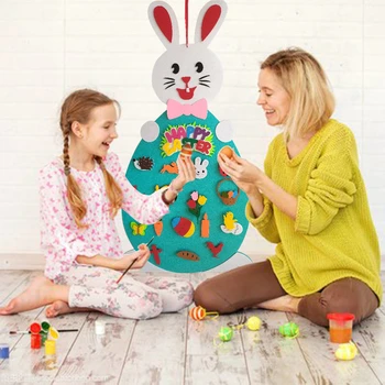

Creative Easter DIY Felt Bunny Set with Detachable Alphabet Easter Ornament Kids Easter Gift for Home Door Wall Decoration 47x95