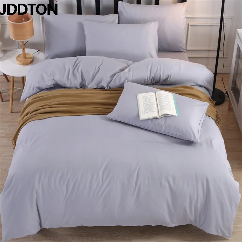 JDDTON Bedding Set New Classic Colorful 5 Size Solid Color Bed Linings Duvet Pillowcases Cover Bed Sheet Cover Set BE003