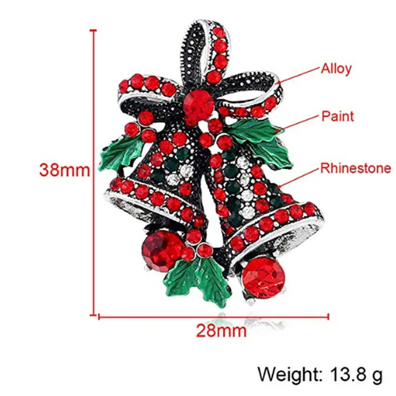 Рождественская Брошь Красочные Винтаж Pin Стразы елка из кристалла колокольчики брошь, ювелирный подарок для подходит для женщин, девушек и девочек