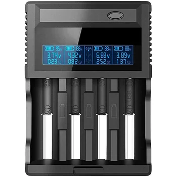 

Smart Battery Charger, 4 Bay Fast Charger with LCD Display for Rechargeable Batteries Ni-MH/Ni-Cd, Li-Ion(US Plug)