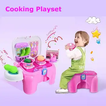

Kitchen Toys Set Kids Pretend Toys DIY Cooking Cookware Tableware Pretend Play Cutting Toy Education Toy For kids Girl Gift