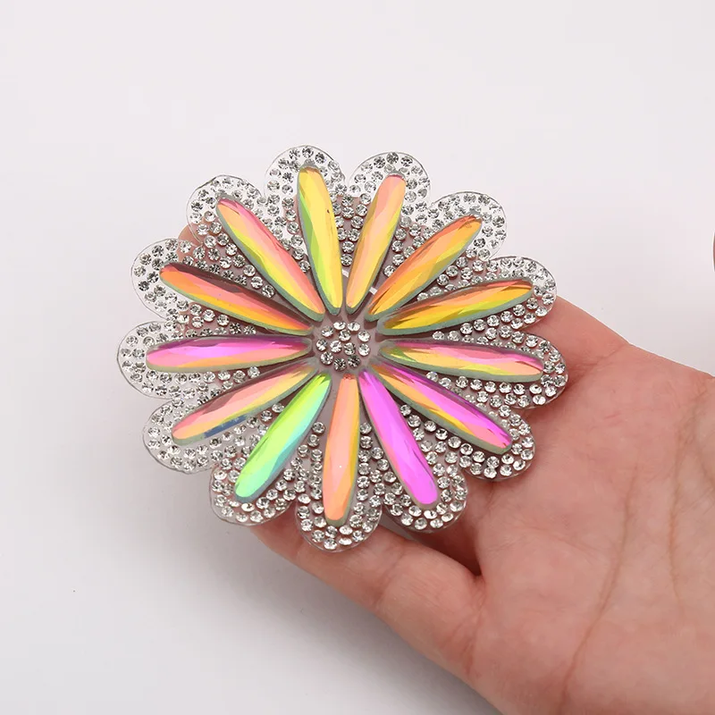 Стразы Кристалл Алмазные цветы AB стекло Diy патч Милая металлическая аппликация железные патчи для одежды 3D ручной работы из бисера