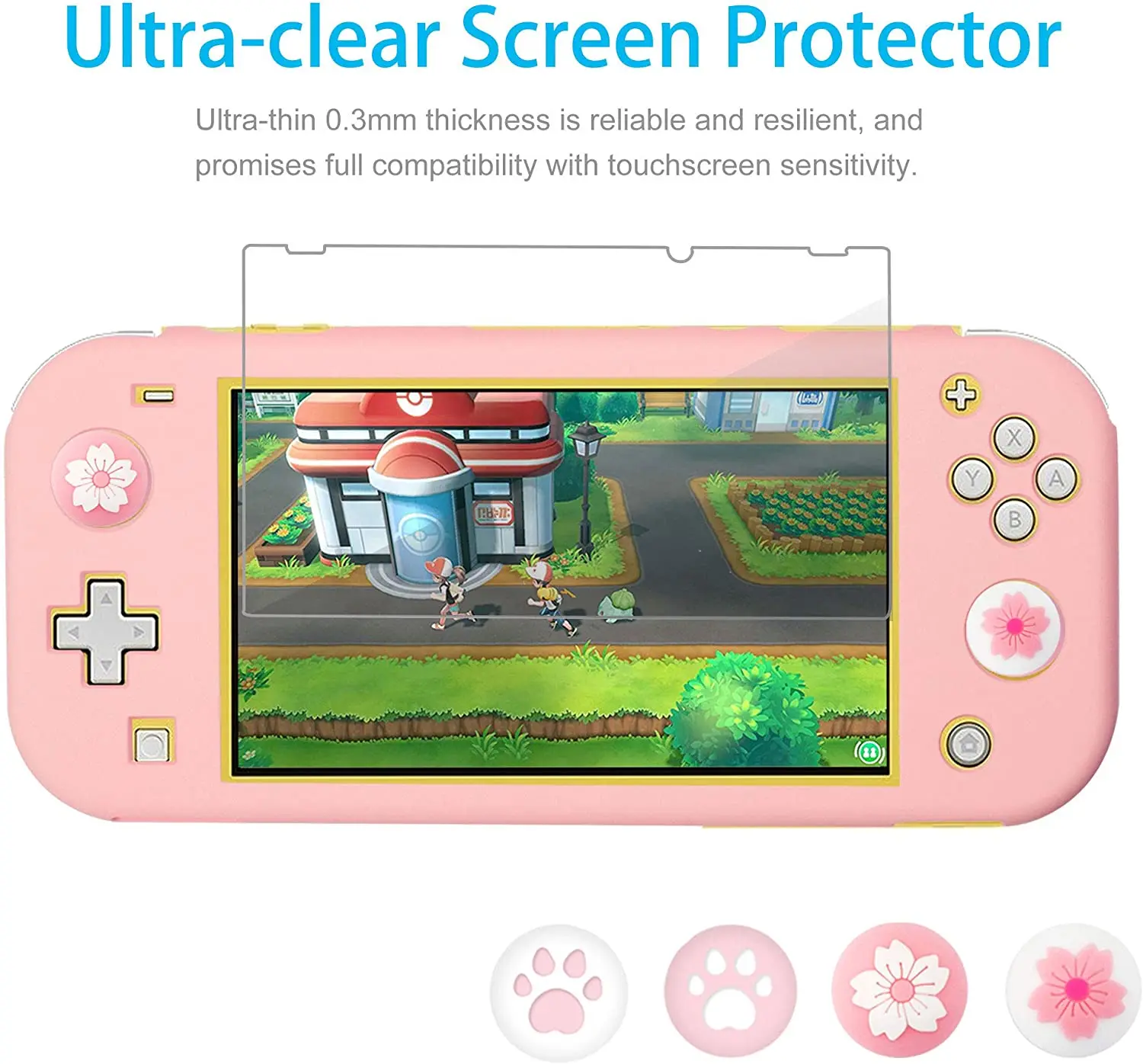 Viagem Carrying Case Acessórios Kit para Nintendo Switch Lite Console Suporte Protetor de Tela de Vidro Sakura Polegar Caps Aderência Rosa - Image 3