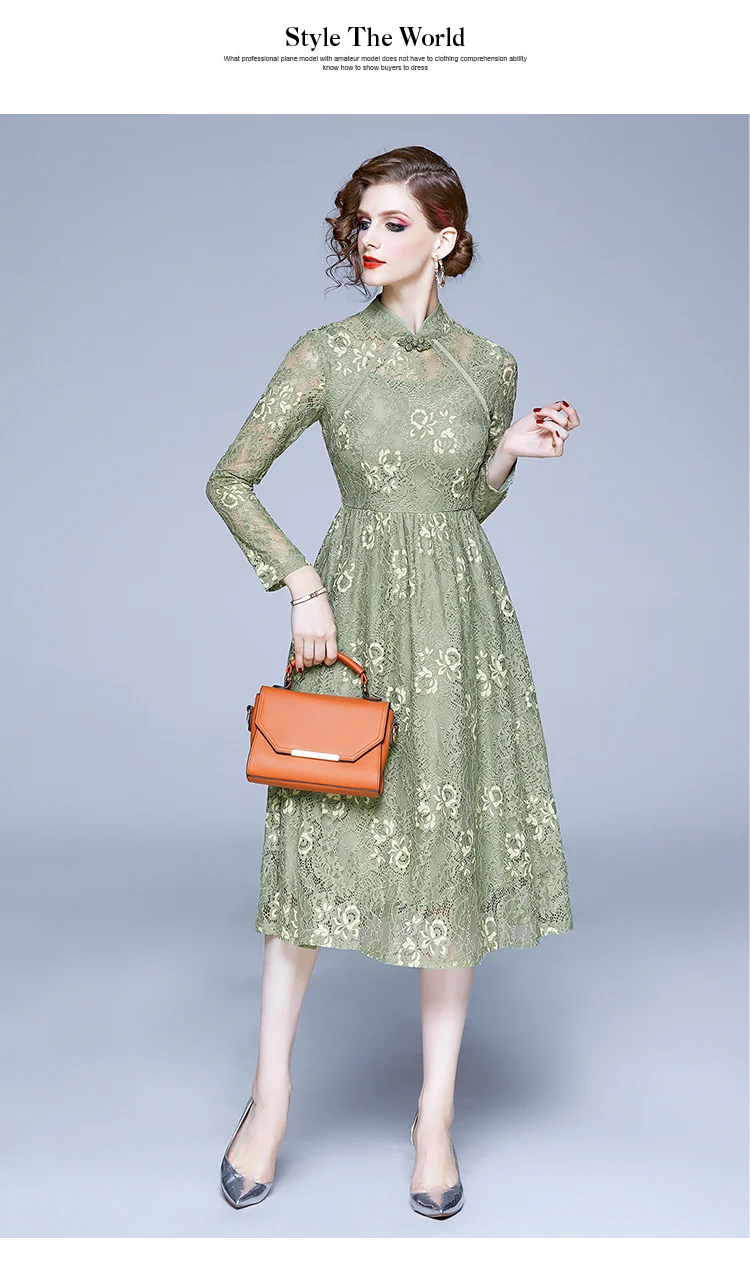 army green lace dress