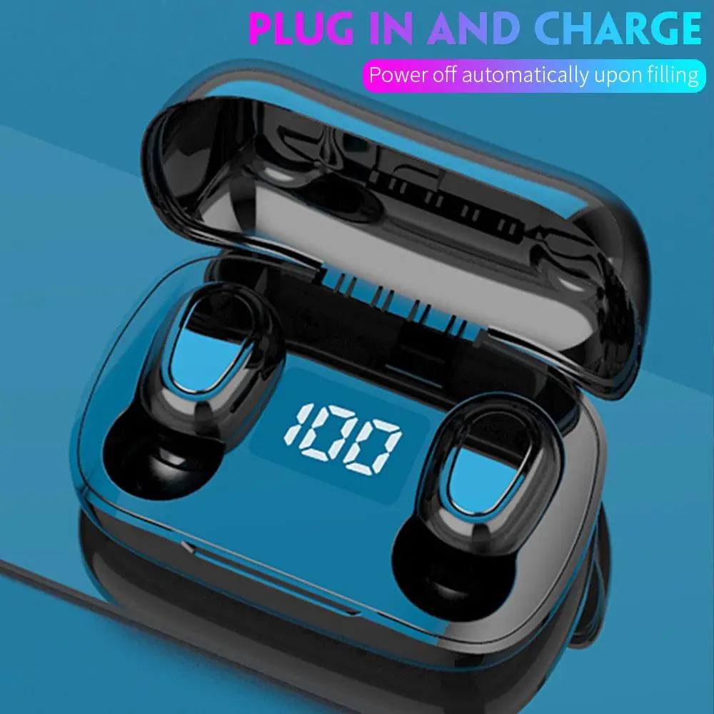 Wireless Bluetooth Headphone Mini Stereo Earset with Charging Box TWS Calls To Reject Invisible Earphones Bass