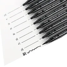 Цельнокроеное платье пигмент вкладыш чернила маркер для белой доски 0,2 0,25 0,3 0,35 0,4 0,45 0,5 0,55 различных наконечников, черная ручка эскизов кисть ручки