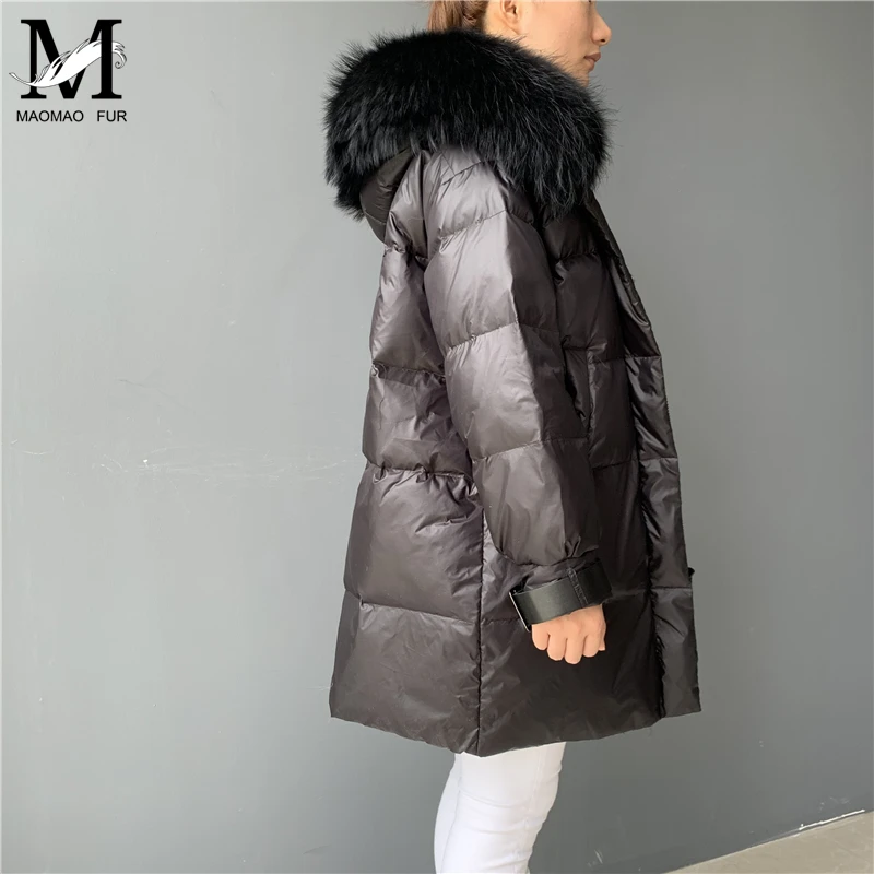 MAOMAOFUR женская зимняя куртка пуховик Воротник из натурального меха теплая парка