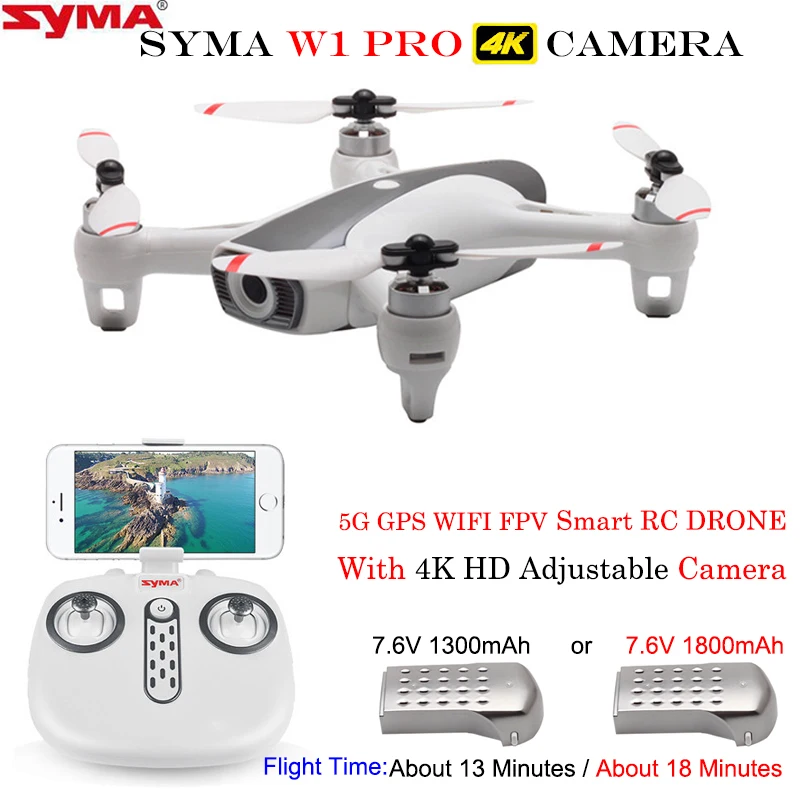 

SYMA W1 PRO GPS 5G WiFi FPV with 4K Adjustable Camera Smart RC Drone Quadcopter RTF High Speed WiFi Optical Flow Positioning