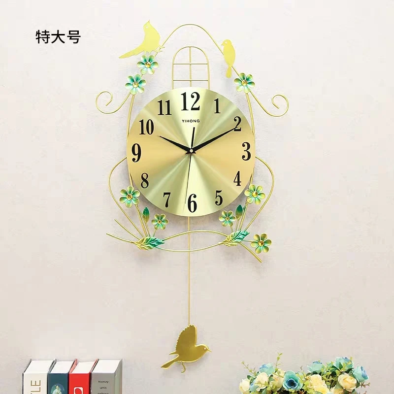 

Golden Animals Metal Wall Clock Decor Bird Modern Design Silent Metal Wall Clock Living Room Reloj Cocina Vogue Clock JJ60WC