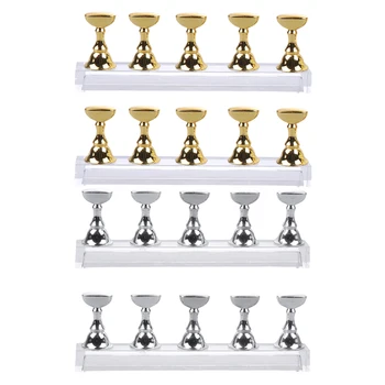 

4 Sets Nail Practice Base Nail Tips Practice Display Stand Acrylic Chessboard Design Nail Art Supplies
