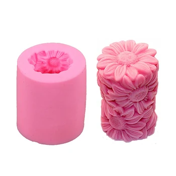 

3D Sunflower Candle mold Handmade Soap Mould Pudding Jelly Dessert Chocolate Mould Silicone Molds For Candle macking