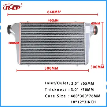 

Universal Intercooler Radiator 460x300x76 Inlet ID 65MM for Turbo Car Super Charger Cold Air Intake 6061 Aluminum Outlet