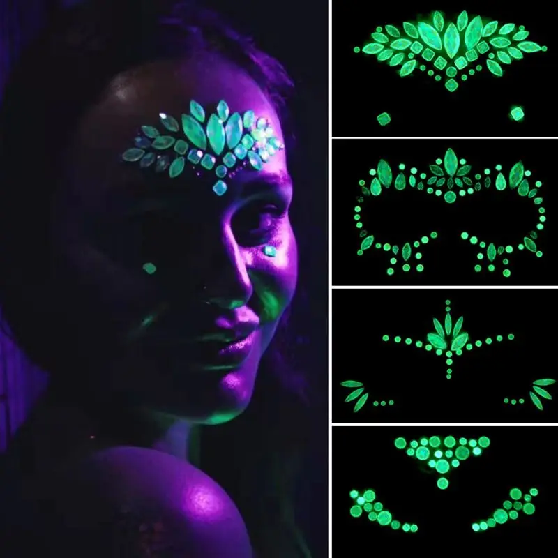 

Luminous Headpiece Forehead Sticker Glitter Gems Hair Face Body Shining Temporary Jewelry Accessories Festival Dress Up T4MD