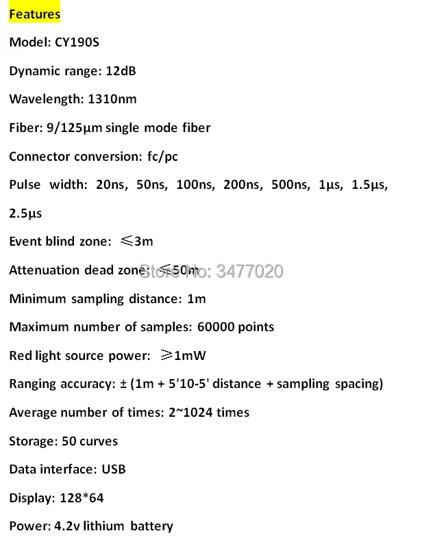 FTTH CY190S fiber optic obstacle finder OTDR cable breakpoint tester fiber optic rangefinder with curve English version