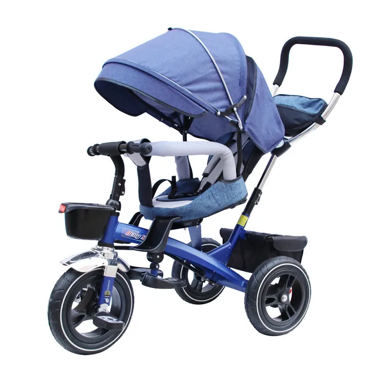 Детский трехколесный велосипед четыре в одном велосипед 1-6 вращающееся сиденье многофункциональная детская коляска - Цвет: Blue