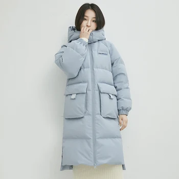

Winter Women Long Hooded White Duck Down Jacket Female Thick Warm Down Coat Female Loose Outerwear Warm Down Coat Hooded Parkas