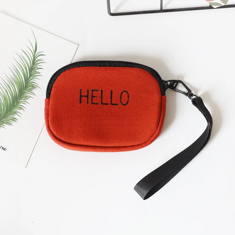 New Fashion Hello Letter Pattern Wrist Wallet Casual Storage Card Bag Simple Student Mini Bag