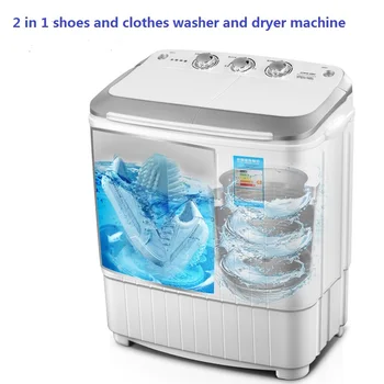 

5kgs twin barrels 2 in 1 shoes and clothes washer and dryer machine brush shoes and drying mini laundry machine UV blue light