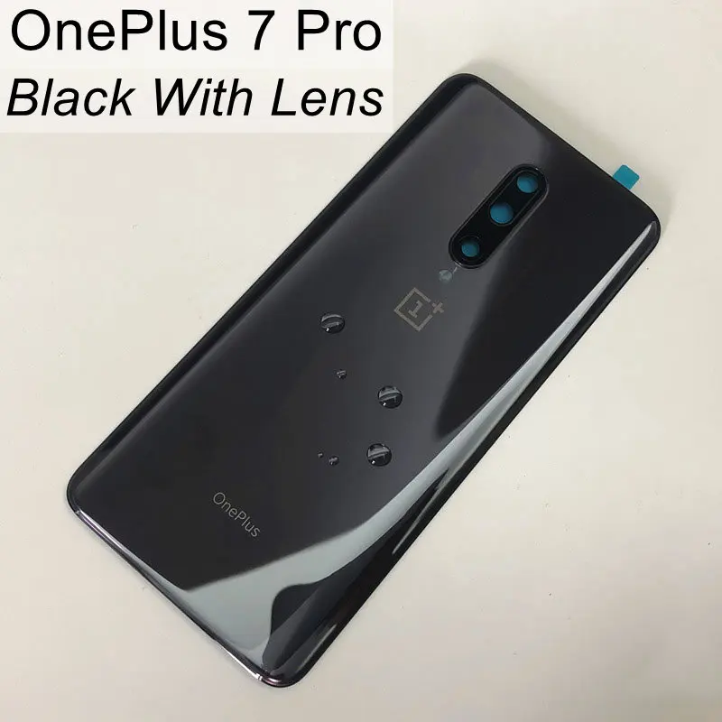 Заднее стекло Oneplus 6 6T 7 Pro крышка батареи Oneplus 6 задняя дверь Корпус чехол Oneplus 6T 7 Pro крышка батареи с объективом камеры - Цвет: 7Pro Black