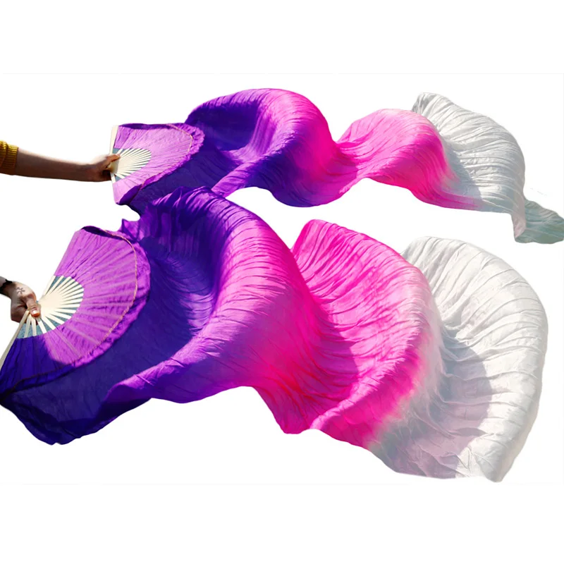 

Belly Dance Fan Veils 100% Real Silk/Imitation Silk Belly Dance Veil Multicolor Handmade Dyed Silk Pure Natural Silk Dance Fan