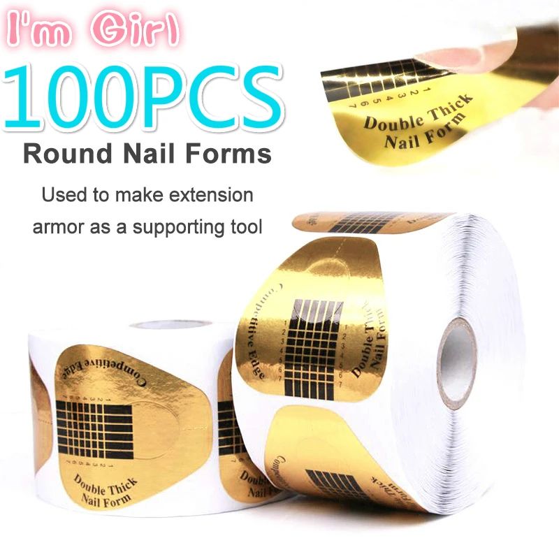 

100Pcs Gel Polish Extension Builder Guide Stencil Sticker Nail Art Acrylic Nail Forms French Tips Nail Form Styling Tools