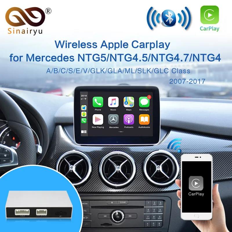 2021 Wireless Apple Carplay For Mercedes NTG5.0/4.5/4.7/4.0 A/B/C/E/S/GLK/GLA/GLC/SLK/ML Class Android Auto iOS Mirror Car play