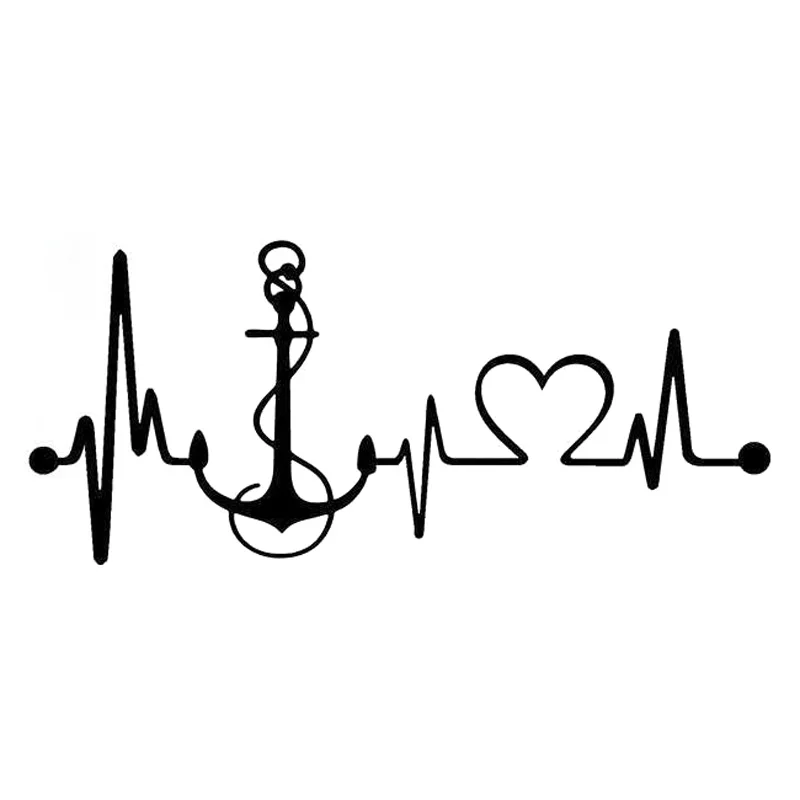 Vinyl Car stickers Decals Motorcycle Accessories Car-Window Decorative Goods PVC 20cmx9cm Funny Boat Anchor Heartbeat | Автомобили и
