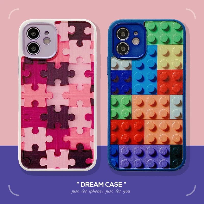 Художественные строительные блоки головоломка 3D чехол для телефона iPhone 12 Mini 11 Pro