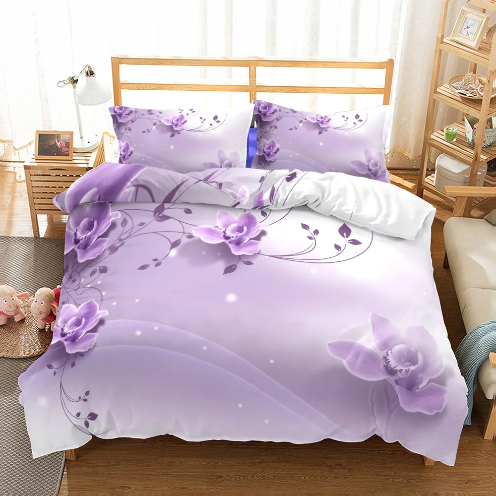 Light 3D Flower Duvet Cover Set King Queen Double Full Twin Single Size Bed Linen | Дом и сад