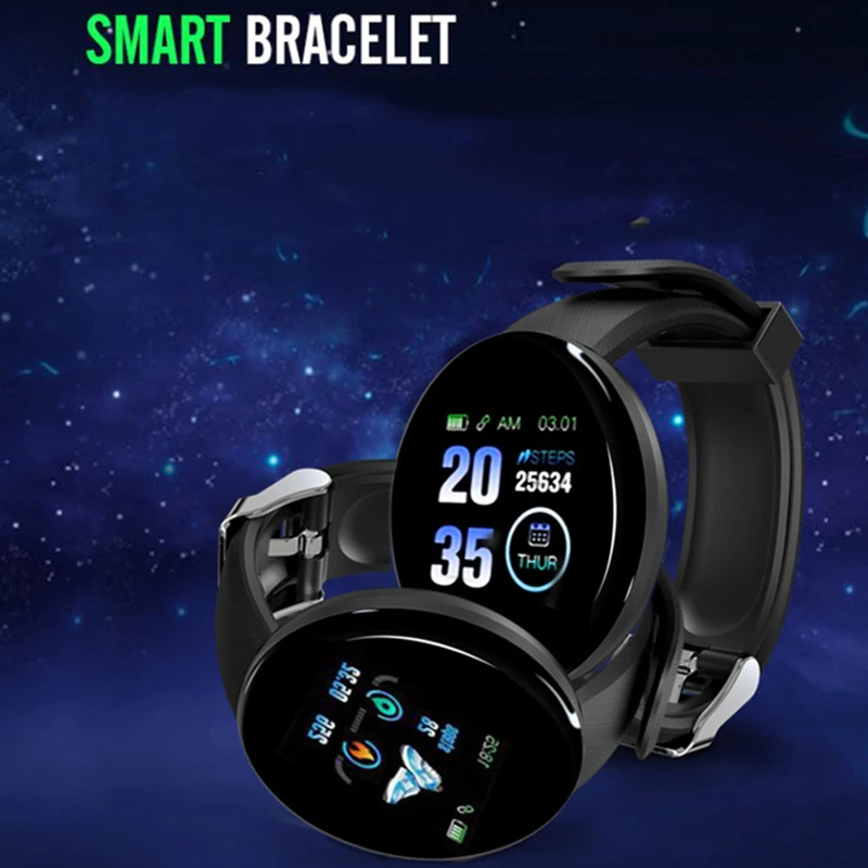 D18 Bluetooth Smart Watch Men Women Blood Pressure Smartwatch Sport Tracker Pedometer 116 Plus Smart Watches For Android IOS