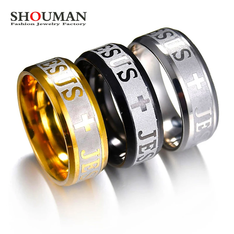 SHOUMAN золото греческие письмо Нержавеющая сталь 8 мм церковь кольца для молитвы