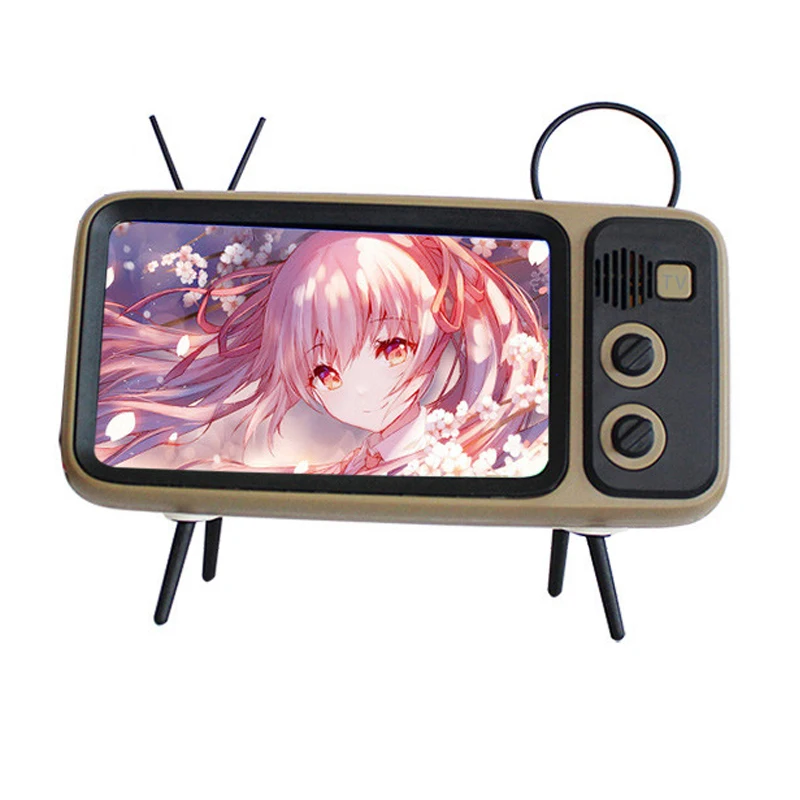 

Retro Bluetooth Speaker 5000mAh TV Style Mobile Phone Holder Desktop Stand Charging Stand Support Mobile Phone Charging Gift