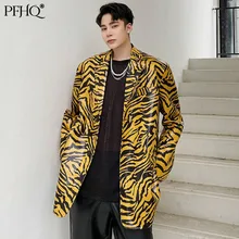 PFHQ 2021 New Men's Fashion Loose Notched British Style Trend High-end Fabrics Thick Striped Retro Blazer Autumn Winter 21E5315