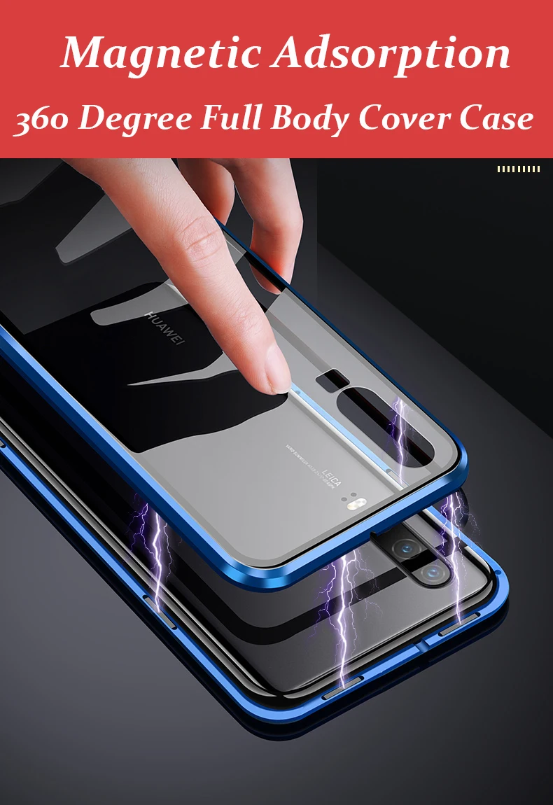 360 Полный Магнитный чехол для телефона для huawei P30 NOVA 5 Pro Коврики 20x P20 двухсторонняя, для стекла крышка металлический бампер Honor 9X20 10 8X чехол