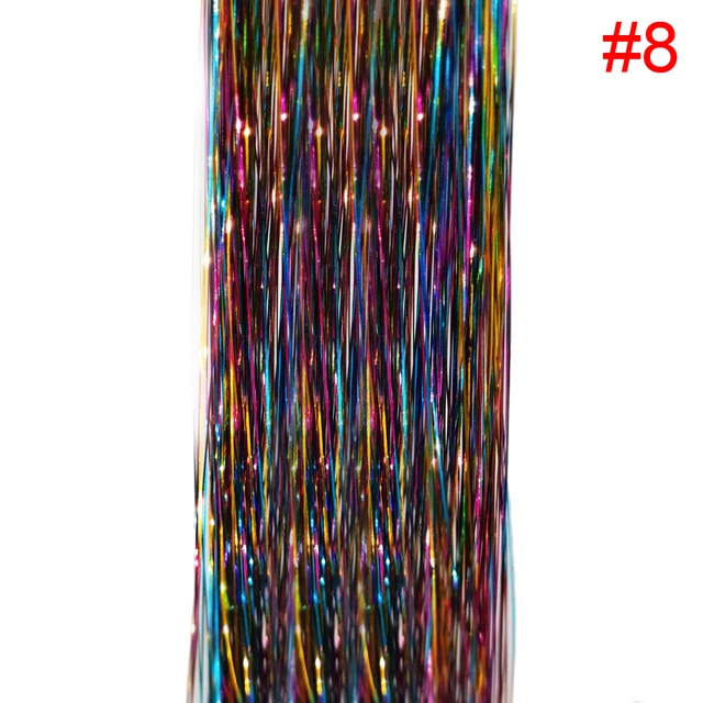 Sparkle Shiny Hair Tinsel Holographic Hair Dazzles Bling Twinkle Glitter Hair Extensions Colorful Hair Accessories For Braiding 1pc color8