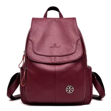 Рюкзак женская сумка средней длины рюкзак европейский и американский минималистичный мягкий PU кожаный Молодежный студенческий Повседневный школьный мешок Ma
