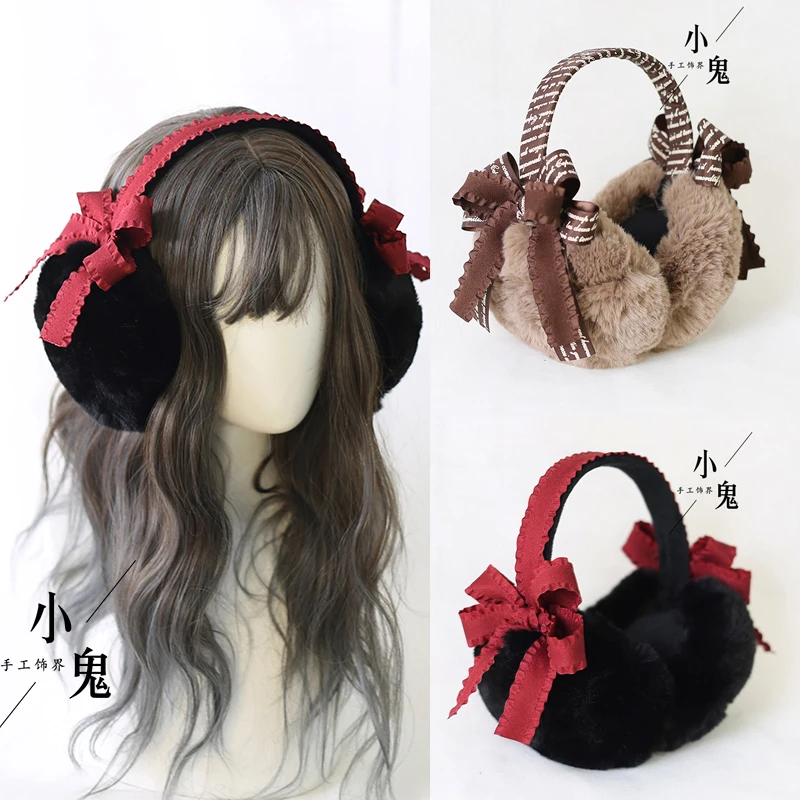 Japanese Korean Earmuffs Warm Women Winter Cute Bow Thick Ears Hanging Ear Bag