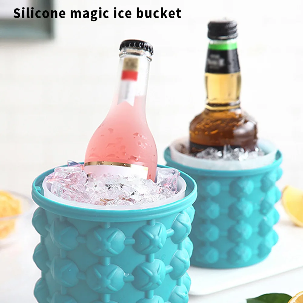 Ice Cube Maker Silicone Ice Bucket Wine Ice Cube Mold Tray Cooler Beer  Cabinet Portable 2 In 1 Large Ice Bucket Mold With Lid - Buckets, Coolers &  Ice Bags - AliExpress